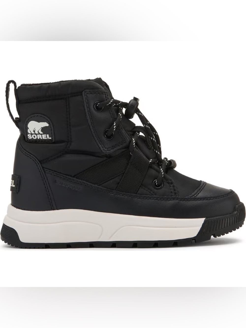 Sorel Kids Black and White Lace-Up Winter Boots